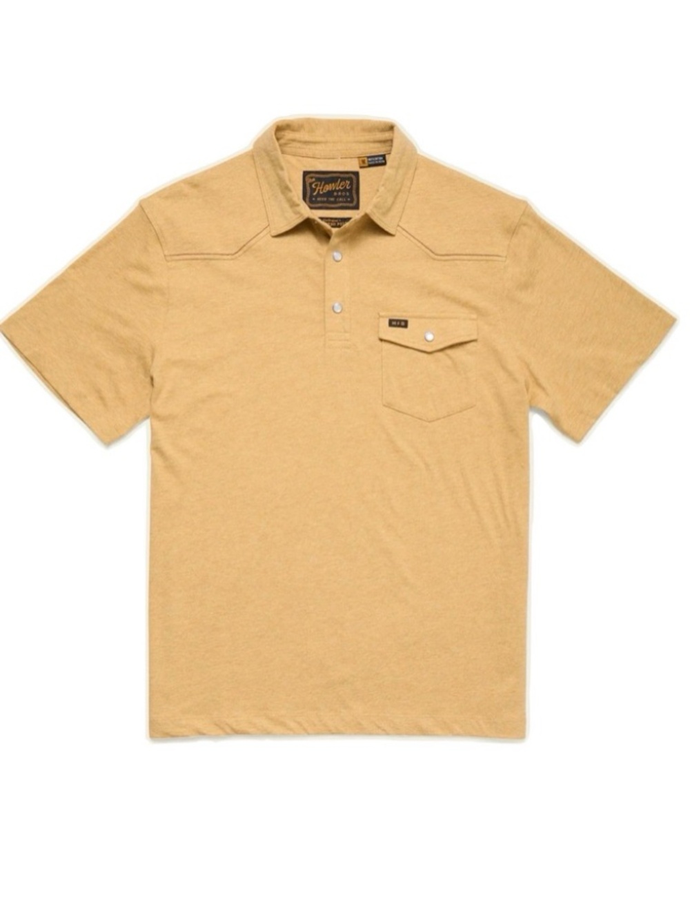Howler Brothers Ranchero Polo Old Gold EUC, Size S